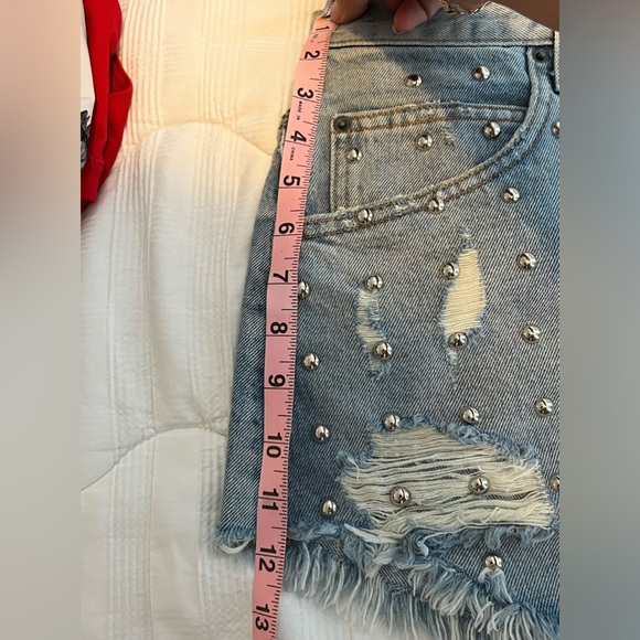Carmar Los Angeles Belinda Rhinestone Mini jeans Skirt Size 26 - Picture 9 of 13